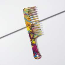 10Pcs Water‑Transfer Printed Marbled Wide Tooth Comb, Leopard & Love Pattern, Portable Easy‑To‑Clean Hair Comb, For Travel & Home Dresser, Daily Use, Salon Hair Tool, Valentine's Day Gift For Girlfriend, Back To School Essential, Room Decor - Popular Items - View 5