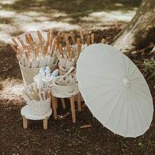 10Pcs White Paper Umbrella, Japanese And Chinese Style Decorative Canopy, Various Sizes - Suitable For Weddings, Festivals, Home Decor, Sun Protection, Art And Design, Photography, Parasols, And Creating A Romantic Valentine's Day Atmosphere On February 14th - Lightweight And Portable Umbrella, Suitable For Crafts And Events (Uncoated). - Multicolor - View 9