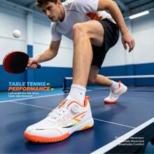 2026 New Professional Table Tennis Shoes For Youth Students Competition Training Badminton Shoes Breathable Non-Slip Tennis Shoes White & Orange - 611-white Orange - View 8
