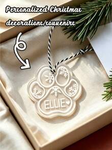 LICVIC Custom Paw Print Bone Christmas Ornament, Personalized Pet Name Tree Decor, Festive Snowflake Holiday Style, Customized Name Christmas Hanging Ornament, Customizable Pet Keepsake, Christmas Tree Decoration, Christmas Gift 2026, Pet Keepsakes, Family - White - View 6