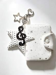 Star Coin Purse, Music Element Hanging Short Wallet, Headphone Storage Bag, Wave Keychain, Girl's Accessory, With Detachable Keychain - Multicolor - View 14