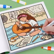 1pc Cute Cartoon Colouring Pages, Easy Thick Line Coloring Book, Preschool Tracing Drawing Book, Kindergarten Educational Painting Workbook, Simple Line Art Sketch Book, Stress Relief Kid Activity Book - Multicolor Random - View 7
