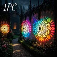 1pc 16-Color Mandala Projection Light, Solar Powered Dual-Use Wall Light, Multiple Dynamic Lighting Effects, Built-In Light Sensor Auto-On At Dusk, Halloween Atmosphere Light, Multi-Function Outdoor Landscape Spotlight, Suitable For Lawn, Garden, Stairs, Ground Decoration - Mandala Downlight - View 8