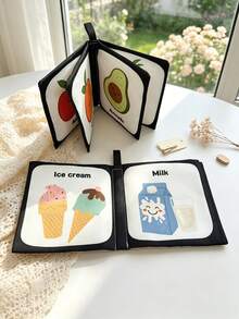 1 buah Buku Kain Pengenalan Hewan Hitam Putih, Bayi Unisex, Kertas Berkerut Terintegrasi, Mainan Edukasi Dini Bayi Kontras Tinggi, Tahan Sobek, Cocok Sebagai Hadiah untuk Bayi Baru Lahir - MultiWarna - View 6