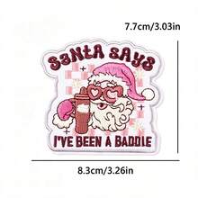 1 Pc Western Country Christmas Embroidered Iron On Patch, Cowboy Rodeo Santa Xmas Tree Cactus Pink Truck Car Bow Applique, Sew On Decor Patch For Denim Jacket Jeans Backpack Hat, Festive Holiday DIY Clothing Craft Gift - Multicolor - View 2