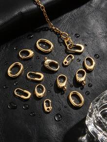 1 Pc 304 Stainless Steel 18K Gold Plated Oval Spring Trigger Clasps Carabiner Spring Clasps Connectors, Hand‑Making Accessories Necklaces Bracelets - Buckle - View 2