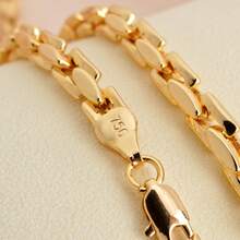 1pc Minimalist 18K Gold-Plated Copper Smooth Hollow Cube Chain Bracelet, Suitable For Women And Men, Daily And Party Wear, Fashionable Multi-Layer Jewelry - Gold - View 2