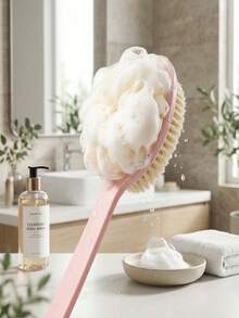Long Handle Bath Brush, Suitable For Back Scrubbing And Shower Cleaning, 2-In-1 Bath Brush, Long Handle Soft Bristle Brush Head, Suitable For Back Cleaning And Body Cleaning, Long Handle Bath Brush (Do Not Use This Product Violently) - Multi-color - View 2