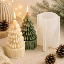 1/2PCS Christmas Tree Candle Mold, 3D Xmas Tree Candle Making Silicone Molds For DIY Scented Candle Plaster Handmade Holiday Decor, Christmas Gifts - Xmas Tree - View 5