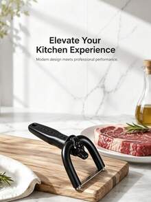 1/2pcs Handheld Beef & Pork Fat Trimmer, Meat Slicer, Ergonomic Design Handheld Meat Cutting & Fat Removal Tool With Curved Handle And Cutting Blade, Manual Meat Slicing Tool For Beef, Pork, Brisket, Bacon - Multicolor - View 3