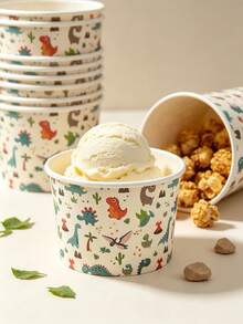 20/10pcs, Dinosaur Themed Ice Cream Cup, Dessert Cup, Baking Bowl, Suitable For Baking, Ice Cream, Snack Placement, Birthday Parties, Welcome Parties, Bridal Weddings, Restaurant Decoration, Picnics, Party Supplies - Multicolor - View 3