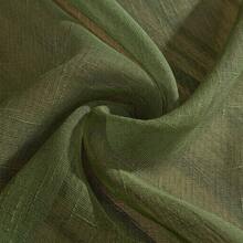 1PC, Thickened Versatile Cross-Hatch Textured Sheer Curtain, Suitable For Living Room, Bedroom, Hotel, Cafe And More - Olive Green - View 7