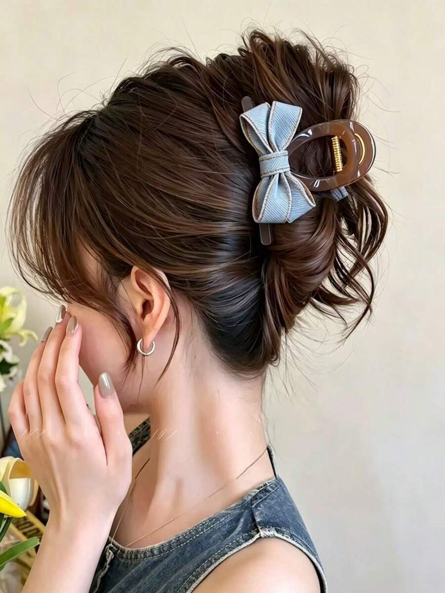 2/1pc Fashion Bow Hair Clip Hair Claw, Multi-Functional High-End Texture, Suitable For Daily And Outdoor Use - Multicolor - View 1