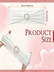 6/12/24/48pcs White Elastic Chair Sashes, Multi-Piece Chair Sash Set With Heart-Shaped Buckle Slider, Chair Sash Bows, Suitable For Wedding Party Decoration - White - View 10