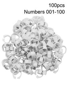 100個黃藍綠鴿子腳環，內徑8mm塑膠夾開式腿環，帶數字001-100，寵物鳥鸚鵡鴿子賽鴿訓練用品 - 彩色 - 查看 11