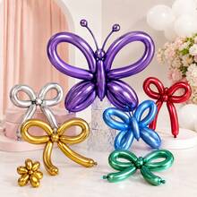 20/40pcs Metallic Color Magic Long Balloons, Latex Twisting Balloons, Latex Balloon Set, Shiny Magic Balloons, Suitable For Animal Sculptures, Birthday, Wedding, Kids Party - Multicolor - View 5