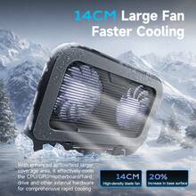 Llano V21 Laptop Cooler With 14CM Dual Fans Powerful Cooling For 14-17.3 Inch Notebooks, Adjustable Height & Foldable Design, RGB Lighting - View 2