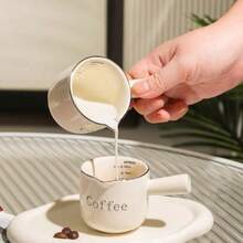 1pc 90ML Ceramic Espresso Cup With Handle, V-Shaped Rim, Coffee Measuring Cup And Milk Pitcher, Suitable For Espresso Making And Milk Frothing, Ideal Choice For Espresso Lovers - Multicolor - View 5