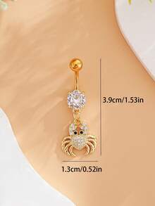 1pc Cute Ocean Crab Belly Button Ring, Stainless Steel Piercing Jewelry For Women, Beach Vacation Wear - Crab - View 6