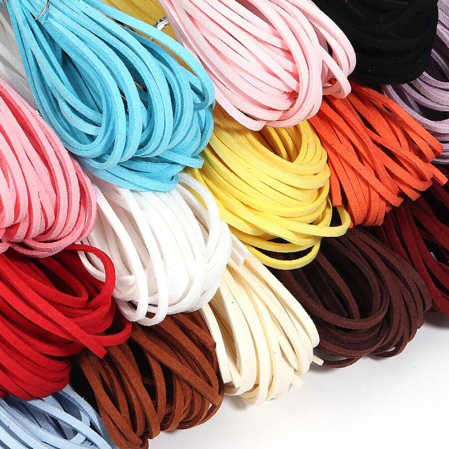 10pcs/Pack 2.5mm Korean Suede Square Cord 37.4 Inch/Pc Suitable For DIY Necklace Jewelry Making Colorful String Rope Gift Packaging Cord