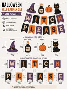1 Set Halloween Felt Banner Set, Halloween Letter Garland With Vampire, Owl, Pumpkin, Black Cat, Ghost And Circus Pennants, Vintage Gothic Single-Layer Felt Banner With White Ribbon For Party Backdrop Wall Decor - B - View 10