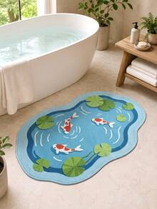 DAJIANG 1PC Lotus Pond & Koi Fish Carpet Area Rug Suitable Bathroom, Outdoor, Indoor, Runner Corridor, Bedroom, Living Room, Beside Throw Rugs Machine Washable Rug, Easy Clean Entryway Mat, Anti-Slip Backing Rugs For Bedroom Decor Bathroom Decor Fall Decor - Multicolor - View 7