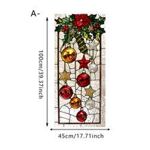 1/3pcs Christmas Window Cling, Static Cling Removable, Stained Glass Style Christmas Tree Bauble Poinsettia Decals For Glass Window, Door, Christmas Window Decor - Christmas Frosted Sticker - View 13