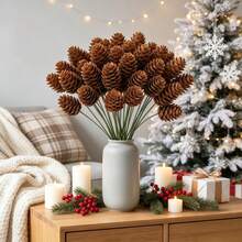 22pcs Artificial Christmas Pine Cones, Suitable For DIY Christmas Wreaths, Christmas Tree Gap Filling, Holiday Table Floral Arrangements, Window Display Decor, Yard Christmas Vine Assembly Bouquets, Wedding And Home Party Decorations, Artificial PE Pine Cones, Christmas Home Decor, Artificial Christmas Plants, Easily Create A Warm And Healing Winter Christmas Home Atmosphere - Container Not Included - Multicolor - View 4