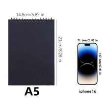 1pc 30-Page Spiral Bound Sketch Paper, Glossy Finish, Acid-Free Art Sketchbook, Suitable For Adults, Beginners And Artists Painting - Black - View 7