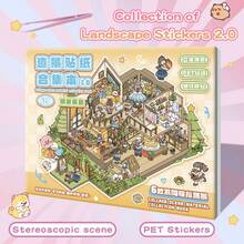 Large Size Decorative DIY House Stickers, Landscape Stickers, Includes Plastic Tweezers, Scene Stickers (6 Extra Large Scenes, 9 Material Sheets, 2 Reference Images), 3D Miniature House Scene Stickers, DIY Planner Stickers, Educational Toy Stickers, Landscape Stickers, Manual Stickers, Hand-Classified House Scene Stickers, Reusable, Multiple Sizes Available - Multicolor - View 13