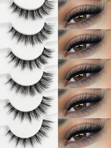 Asiteo 6 Pairs Wispy Cat Eye False Eyelashes, Natural Look Transparent Band Lashes,Kittern Eye,Eye Tail Elongation Lashes ,For Used Daily Makeup Extension Reusable,For Daily Life&Dating&Party, Makeup Use - Black - View 1