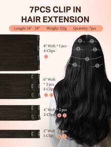 DOORES 100% Human Hair Clip In Hair Extensions, 112g 7pcs 14-24 Inch Dark Brown, Fast 5 Mins Installation For Daily Wear, Natural Adding Volume To Thin Hair - S2 - View 4