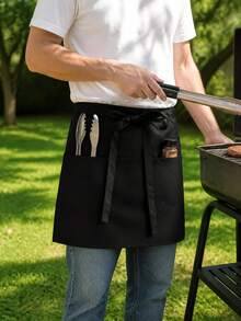 1pc Black Waist Apron, Suitable For Waiter/Waitress, With 3 Pockets, Suitable For Home, Life, Household Cleaning Waiter/Waitress Apron, Protective Clothing - Multicolor - View 3