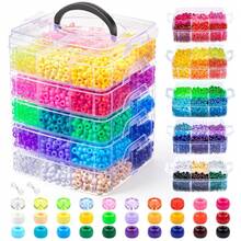 Kit DIY de Contas Soltas para Miçanga Artesanal 3 Camadas/4 Camadas/5 Camadas, Contas Acrílicas Multicoloridas Populares com Furo Grande Tipo Barril e Contas Pony, Cores Arco-Íris - Três camadas, 2700 peças - Visão 10