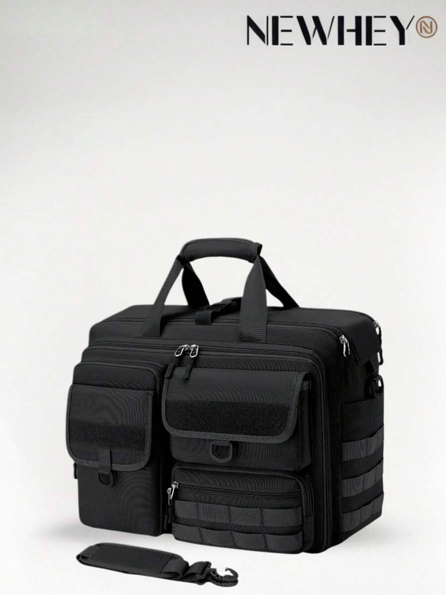NEWHEY Tas Selempang Taktis Pria, Tas Laptop Gaya Militer 17,3 Inci, Tas Laptop Kapasitas Besar dengan Sistem Ekspansi MOLLE, Dilengkapi Tali Bahu yang Dapat Dilepas, Cocok untuk Perjalanan, Kantor, dan Aktivitas Luar Ruangan