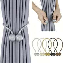 2pcs Magnetic Curtain Tiebacks With Rope, Earphone Shaped Curtain Clips, No-Drill Curtain Holders - Multi-color - View 1