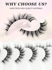 Asiteo 6 Pairs Wispy Cat Eye False Eyelashes, Natural Look Transparent Band Lashes,Kittern Eye,Eye Tail Elongation Lashes ,For Used Daily Makeup Extension Reusable,For Daily Life&Dating&Party, Makeup Use - Black - View 7