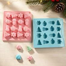 1pc 16-Cavity Creative Tree And Snowman Shaped Chocolate Silicone Mold, 3D Candy, Pudding, Cookie, Ice Cube Mold, Cake Decorating Baking Tool - Multicolor - View 6