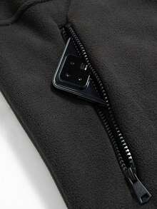 Warm Hooded Fleece-Lined Men'S Top For Autumn And Winter, With A Warm Design, Fashionable And , A Perfect Christmas G Men'S Hooded Jacket, - Black - View 5
