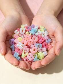 110pcs Mixed Random Rainbow Color UV Coated Acrylic Letter Beads, DIY Jewelry Making Bracelet Keychain Accessories - Multicolor - View 6