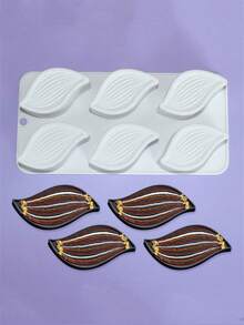 6-Cavity Wavy Leaf Mousse Cake Mold, Leaf Chocolate Silicone Mold, DIY Baking Tool - Multicolor - View 2