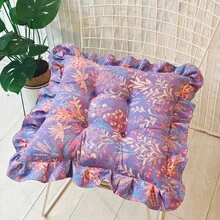1 buah Bantal Kursi Bulat/Persegi dengan Tepi Bergelombang dan Motif Bunga, Bantalan Kursi Serbaguna Lembut yang Dapat Dicuci, Bantalan Sandaran, Bantalan Kursi Tebal dan Lembut, Cocok untuk Penggunaan di Rumah dan Kantor - Beraneka warna - View 9