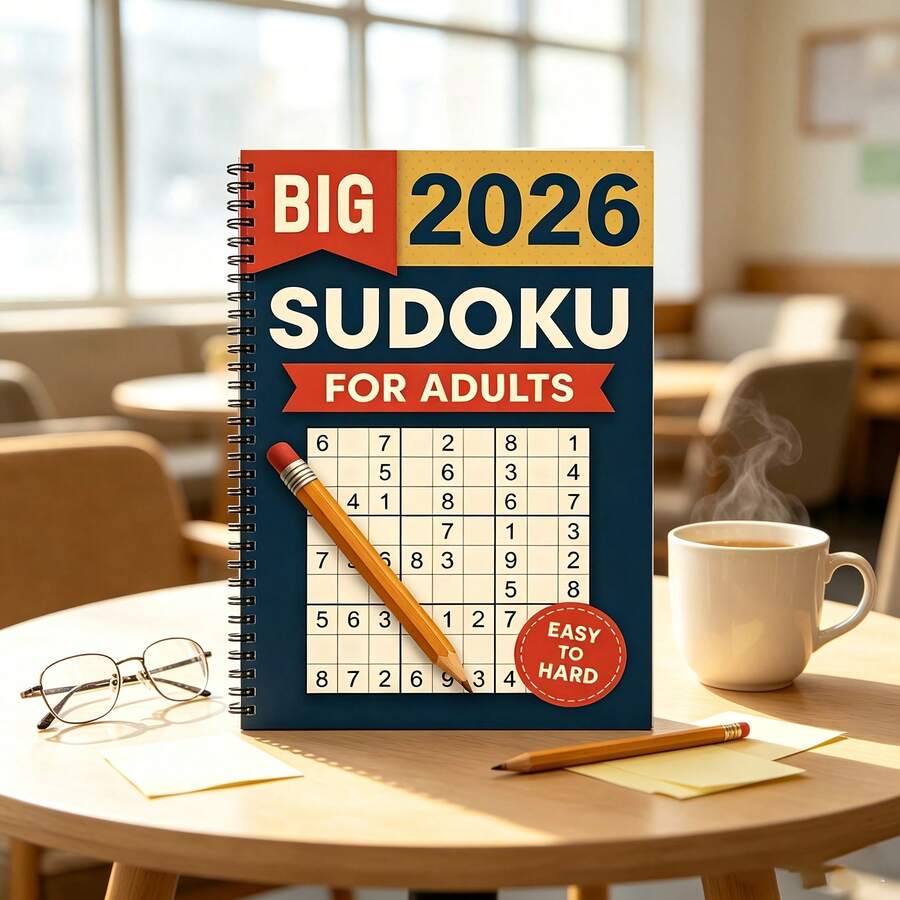 DANPERJI Adult Sudoku Notebook: A Collection Of Sudoku Puzzles – The Perfect Challenge For All Skill Levels (Pen Not Included) - Black Coil - View 1