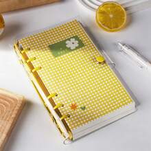 A6 Cute Plaid Transparent PVC Loose-Leaf Notebook, Detachable Loose-Leaf Diary, 60 Pages Lined/Blank Paper, Large Capacity No Sharp Edge Design, Soft Touch Planner Diary, Suitable For Middle And High School Students, Scrapbook - Multicolor - View 8