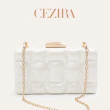 CEZIRA All-Gold Hard Shell Evening Clutch Bag, Fashionable Design, Premium Texture, Crossbody Phone Bag For Women, Suitable For Dinner, Cocktail Party, Wedding Occasions - Multicolor - View 7