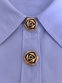 1pc / 2pcs Elegant Floral Design Button Covers, No-Sew Shirt Button Covers, Decorative Buttons, Fashion Crystal Cufflinks - Gold - View 4