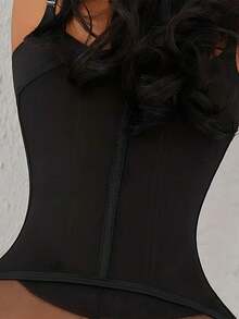 1pc Women's Compression Waist Trainer, Skin-Friendly Fabric, Recommend Choosing Smaller Size Black Spring Sports Fall - Black - View 4