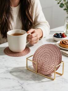 12pcs, Gold Hollow Beverage Coasters, Washable Table Accessories, Non-Slip Table Mats, Breathable And Heat Dissipating, Lightweight And Easy To Store, Suitable For Restaurants, Cafes, Homestays, Compatible With Afternoon Tea, Festivals, Parties, Gatherings, Birthdays, Weddings, Dinner Parties. - Multicolor - View 9