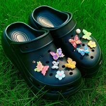 10pcs/Set Bunga & Kupu-kupu 3D dari Resin Dekoratif, Cocok untuk Sandal - Berwarna merah muda - View 6