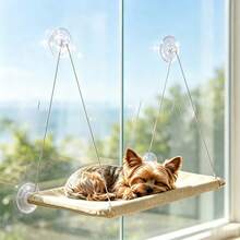 Hammock Gantung untuk Kucing dengan Perekat Kaca yang Kuat, Kain Jaring yang Bernapas, dan Kasur Kucing yang Dapat Dilepas dan Dicuci - Dril - View 6